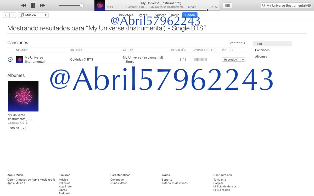 BTS_ARMY_ABRIL's tweet photo. @SeokjinOficial @BTSOurGalaxyMx @BTS_twt My Universe (Instrumental) - Single
#TeamWithFun!!!
Muchas gracias a mi hada @Maggysu1 💜
#MyUniverseIns1MX
#MyUniverse #ColdplayXBTS
@BTS_twt https://t.co/J4qHYynbAe
