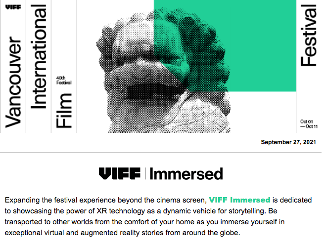 It's time for the Vancouver International Film Festival's VIFF Immersed beginning OCTO 1 across multiple VR Platforms> Join us!
bit.ly/3ognZ0N #VIFFEST #VIFFIMMERSED #XR #VR #AR