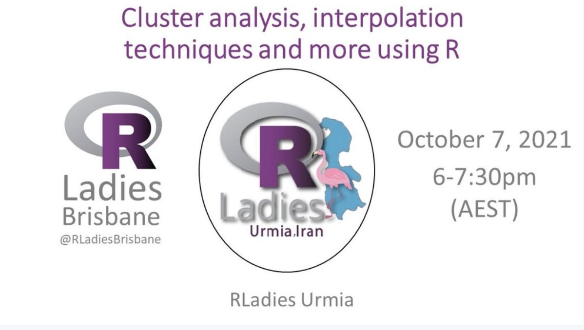 R-Ladies Brisbane (@rladiesbrisbane) on Twitter photo We are super excited to be cohosting our next online event with #RLadies #Iran <a href="/RLadiesUrmia/">R-Ladies Urmia</a>. We will get to explore #code & techniques to understand how apply #clusteranalysis to real-world problems. Please RSVP:meetup.com/rladies-brisba…
#Rstats #Rprogramming #ecology #DataScience We are super excited to be cohosting our next online event with #RLadies #Iran <a href="/RLadiesUrmia/">R-Ladies Urmia</a>. We will get to explore #code & techniques to understand how apply #clusteranalysis to real-world problems. Please RSVP:meetup.com/rladies-brisba…
#Rstats #Rprogramming #ecology #DataScience