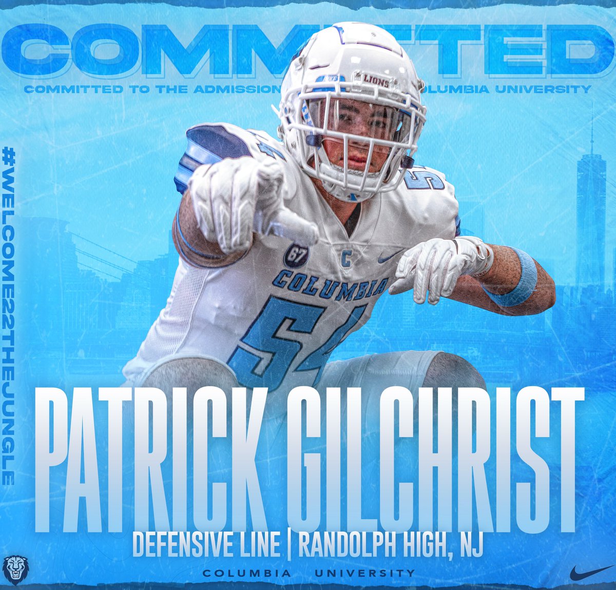 Pat_Gilchrist54's tweet photo. I am Beyond blessed to announce my commitment to Columbia university!!!⚪️🔵 thank you to all the great coaches I’ve had a pleasure of talking to and friends, family and trainers that have supported me throughout this journey!!!! https://t.co/rTJ13PDdYv