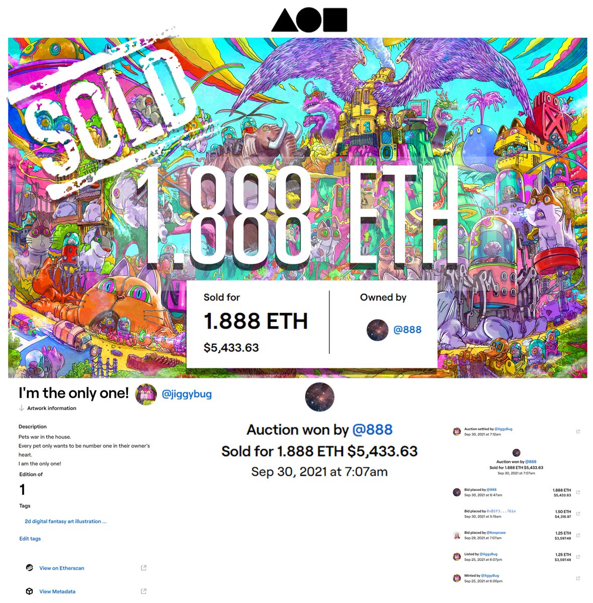"SOLD"for 1.888 ETH
Thank you very much 
<a href="/Keepcase/">Erin</a>, <a href="/crypto888crypto/">888</a> and other bidder for bidding my work.
and big congrats to <a href="/crypto888crypto/">888</a>
for winning auction ! many many thanks

#NFT #NFTs #Foundation #FoundationNFT #nft_asia #NFTCommunity #nftcollector #888innercircle