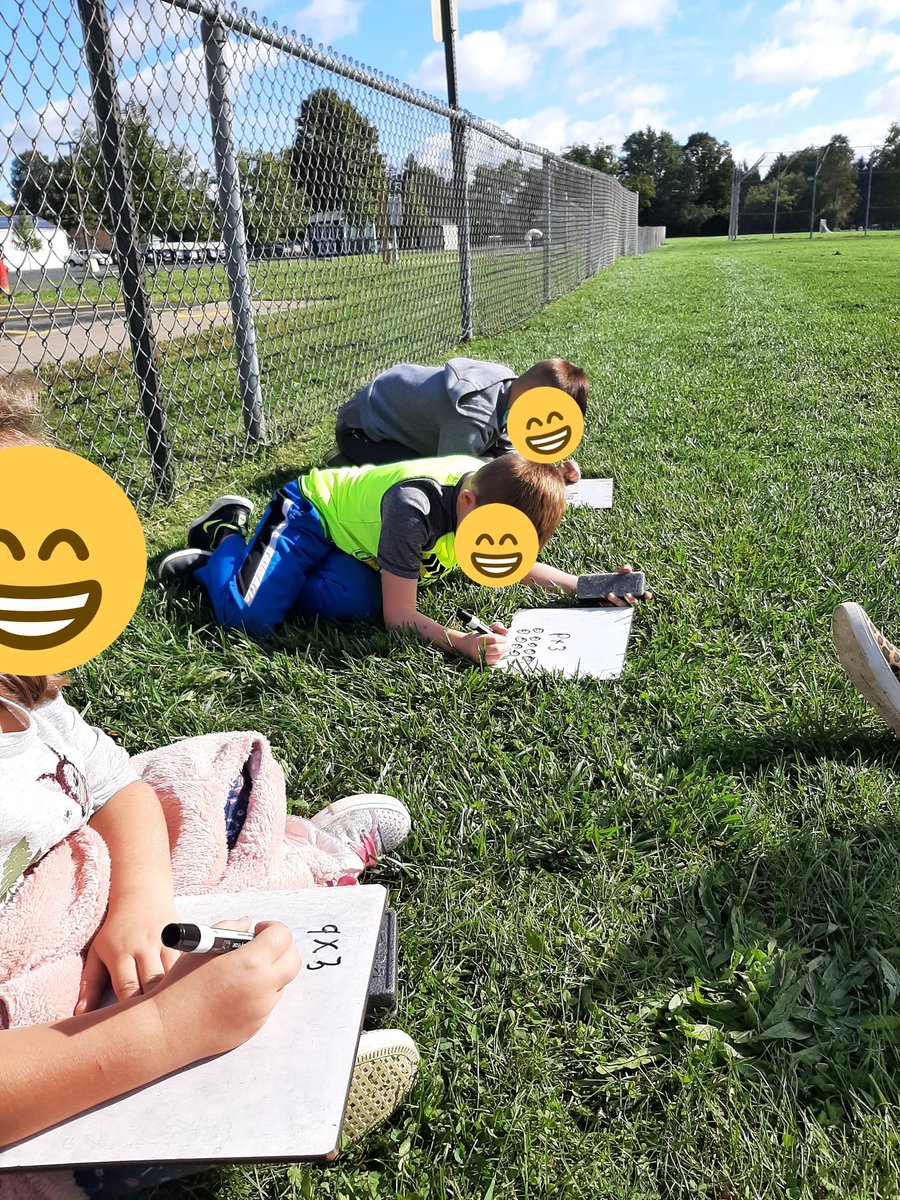 crowley_mrs2's tweet photo. Brought my math kiddos outside today to practice our multiplication and division! They also got some of their wiggles out by running around the field! https://t.co/zJzVaQO2PC