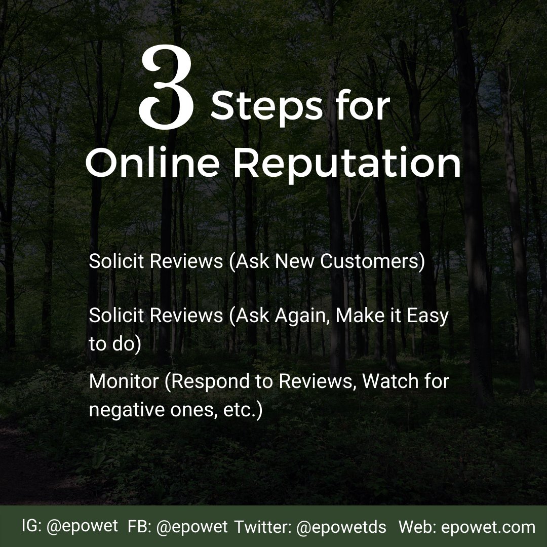 EpowetDS's tweet photo. Building your online reputation may seem like a daunting task. You have to make sure that your reviews are good, that there's a lot of them, and that they're recent. To learn how exactly to put this advice into practice, check us out at: https://t.co/FoaFeRJ1fG https://t.co/ouz6BHXLiB