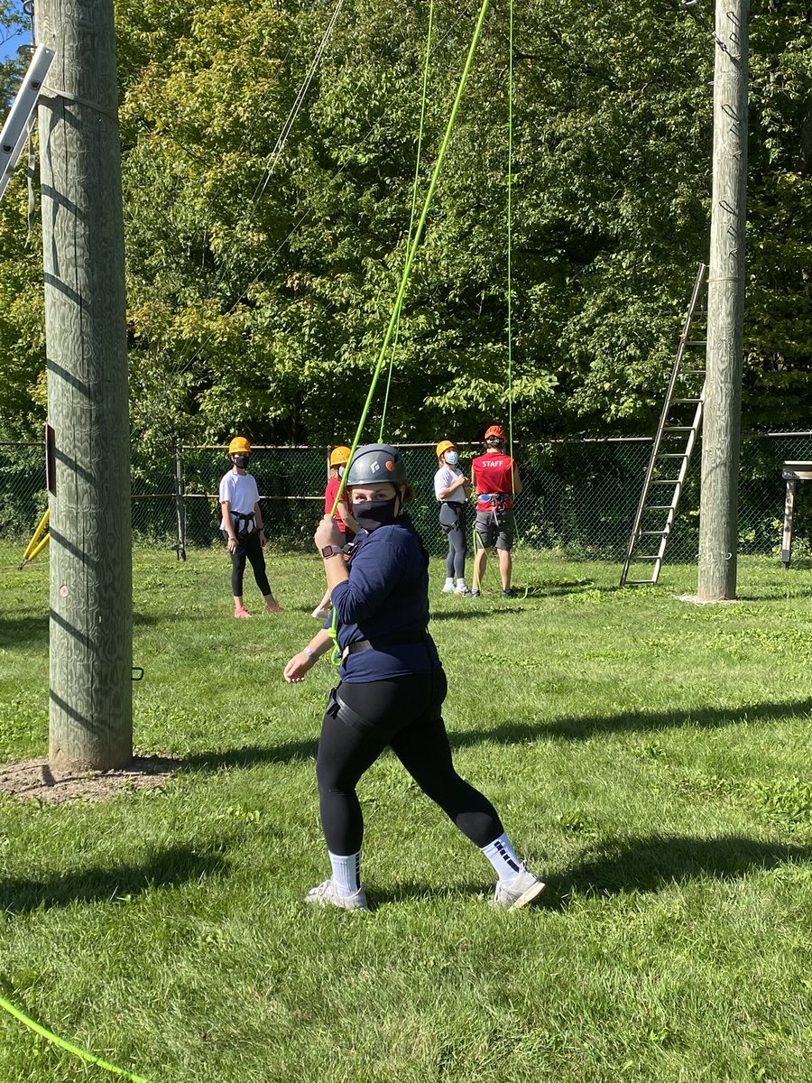 BadgerWSoftball's tweet photo. Brock Softball had a great time on campus today at the high ropes course! Nothing says team bonding like dangling from a rope 100 feet in the air! 🧗‍♀️ https://t.co/QOvEumHjAr