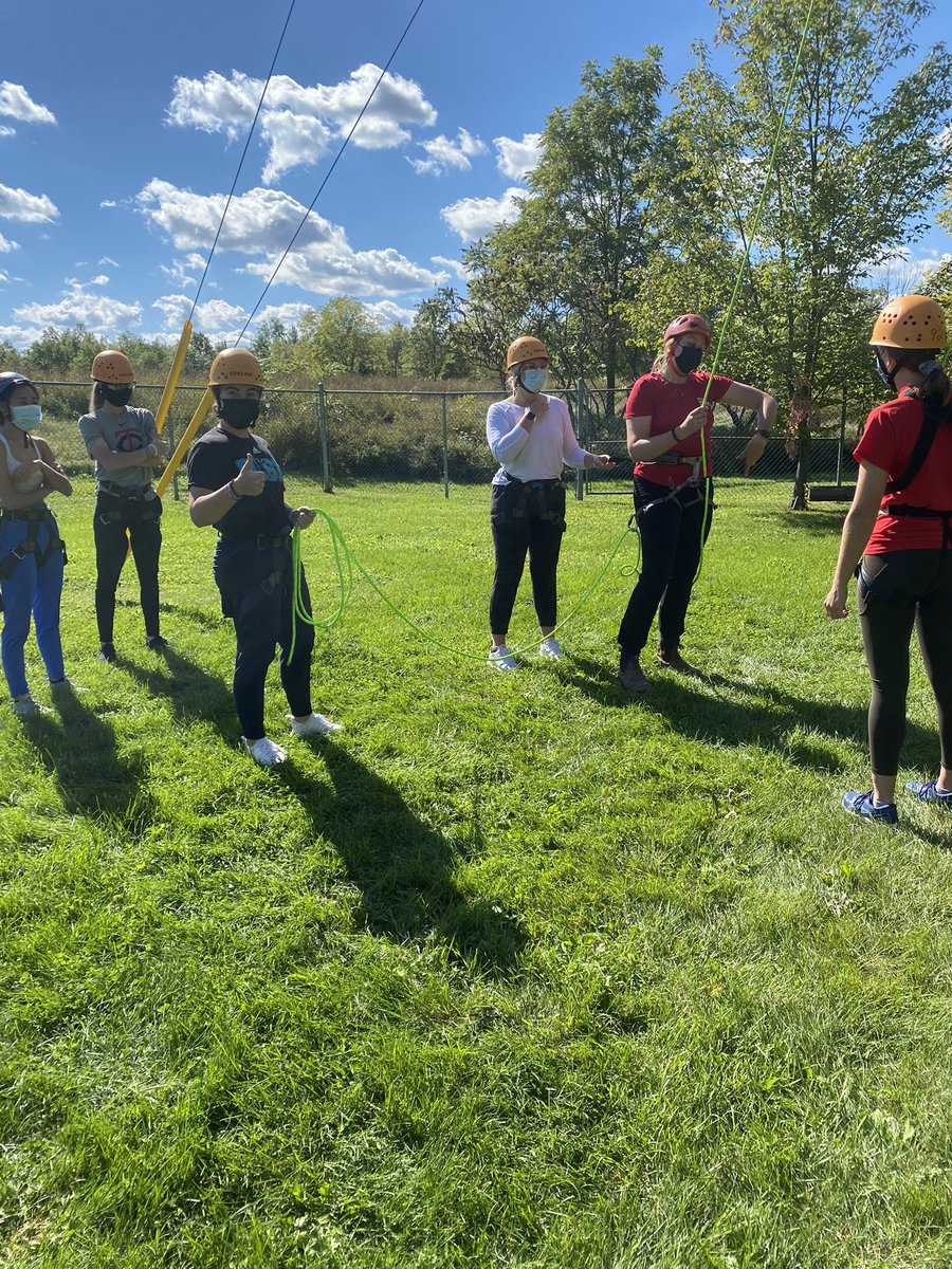 BadgerWSoftball's tweet photo. Brock Softball had a great time on campus today at the high ropes course! Nothing says team bonding like dangling from a rope 100 feet in the air! 🧗‍♀️ https://t.co/QOvEumHjAr