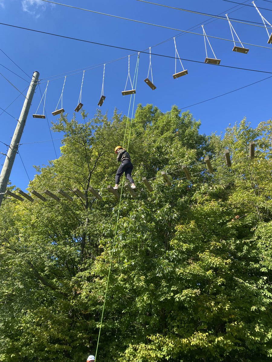 BadgerWSoftball's tweet photo. Brock Softball had a great time on campus today at the high ropes course! Nothing says team bonding like dangling from a rope 100 feet in the air! 🧗‍♀️ https://t.co/QOvEumHjAr