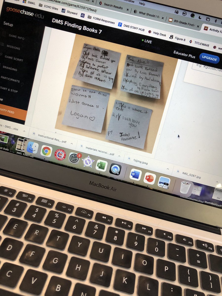 NotSoQuietLibrarian (@zipplib) on Twitter photo Last minute decided to scratch a handout activity and convert it to a GooseChase. Thanks to <a href="/Mrs_Atkins/">Cristin Atkins</a> I was able to make that happen! Didn’t get a lot of pictures but tons of engagement! #DMSreads #36weeksinthelifeofalibrarian @PackPrincipal <a href="/sherrilwong70/">Sherri Wong</a> <a href="/hanna_schramm/">Hanna Schramm</a> Last minute decided to scratch a handout activity and convert it to a GooseChase. Thanks to <a href="/Mrs_Atkins/">Cristin Atkins</a> I was able to make that happen! Didn’t get a lot of pictures but tons of engagement! #DMSreads #36weeksinthelifeofalibrarian @PackPrincipal <a href="/sherrilwong70/">Sherri Wong</a> <a href="/hanna_schramm/">Hanna Schramm</a>