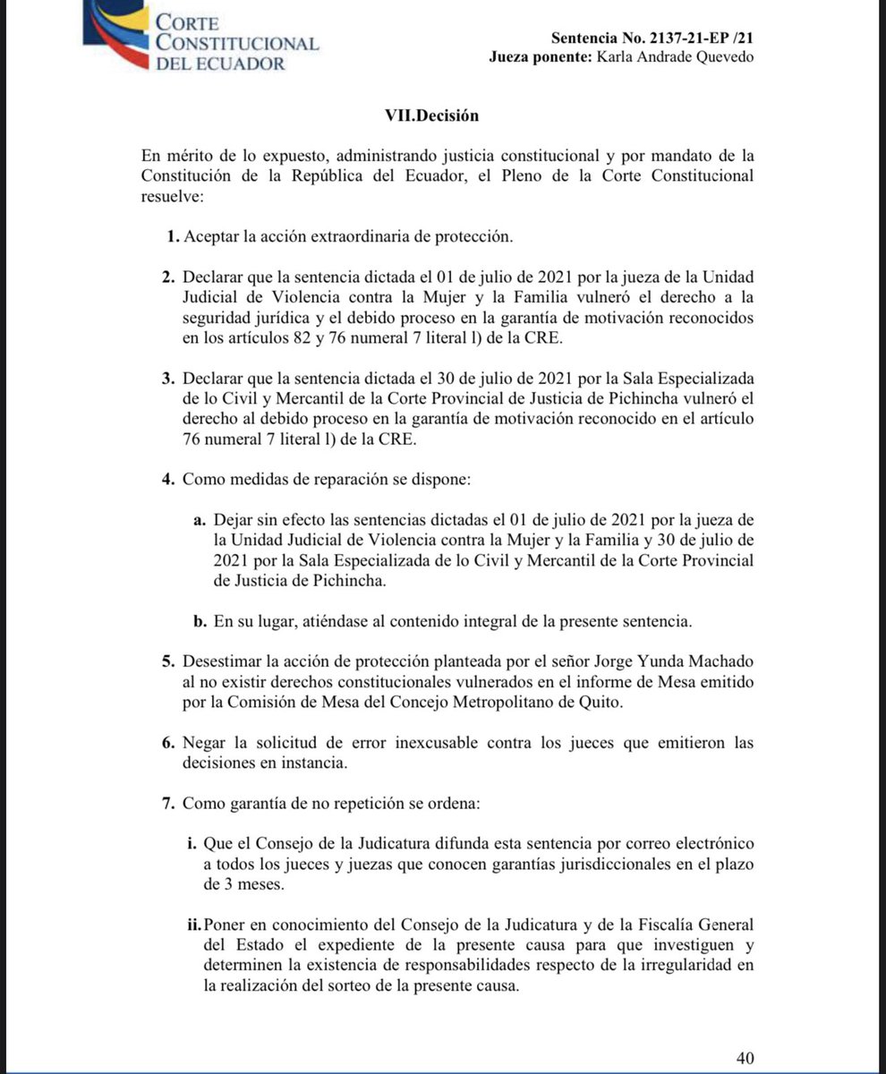 sdabogados's tweet photo. Se acepta la acción de protección y se desestima la de Jorge Yunda. https://t.co/H38OlDsZPk