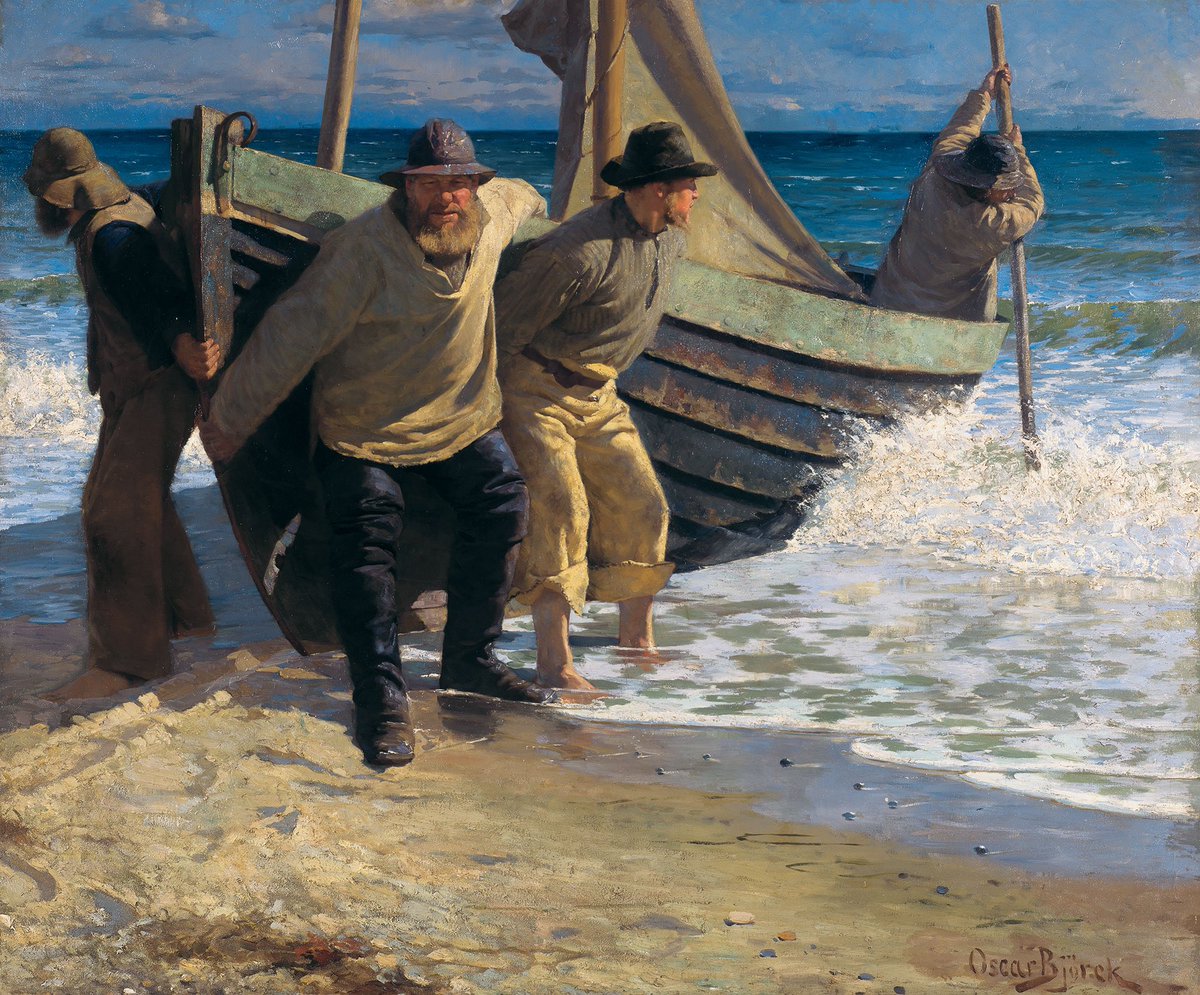 Oscar Björck, Launching the Boat. Skagen (1884)