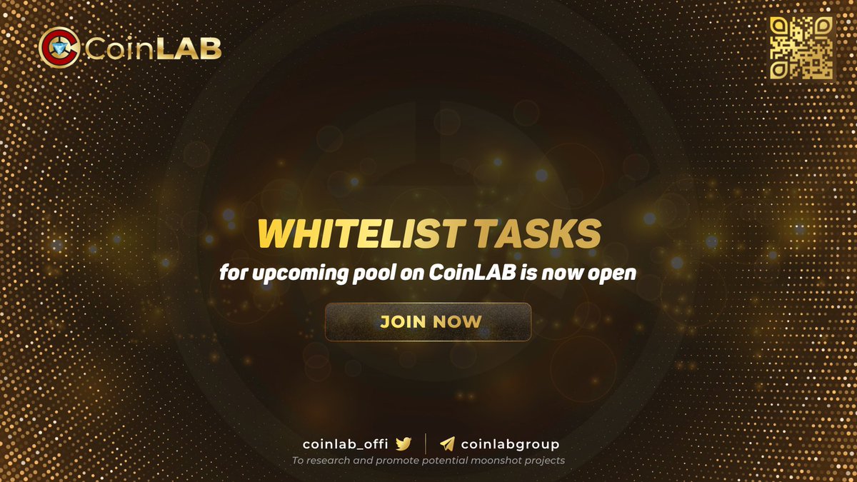 CoinLAB_Offi's tweet photo. The race for upcoming private pool on @CoinLAB_Offi is now OPEN. Members can start doing daily tasks. Top Whitelist leaderboard will gain guaranteed slots, the rest will be picked randomly. Results will be announced 1 day before Deposit Form released.
https://t.co/a5MHaeKMWC https://t.co/KTemkyhMWV