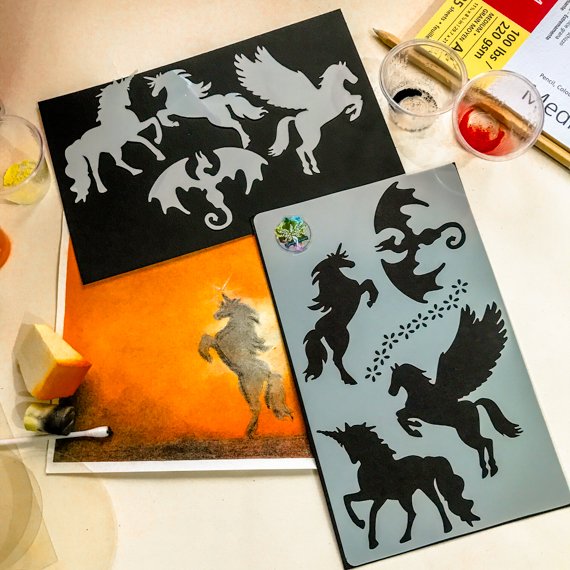 CraftingSpratt's tweet photo. Want to add some more art🎨 to your pages with both Journal #Stencil &amp; #Frisket Mythical Silhouette making design Available here: https://t.co/3iU8RYKIeZ  
#Unicorn #Journal #Mythical 🦄🐲 https://t.co/Y2vUfgG8YF
