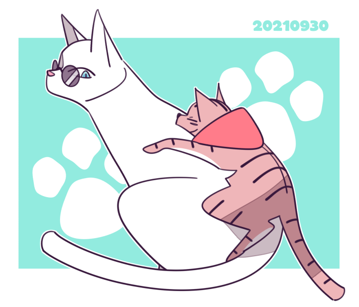 「猫ごゆ⑦
先輩アトラクション②。のぼる。①はトンネル(虎が五の下潜ってる)のやつ」|ニボシのイラスト