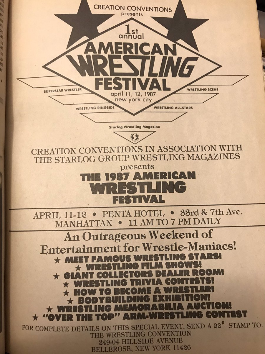 Did anyone seeing this attend? Memories? @Starshot9 #AmericanWrestlingFestival #WrestlingConvention #CreationConventions #Starlog