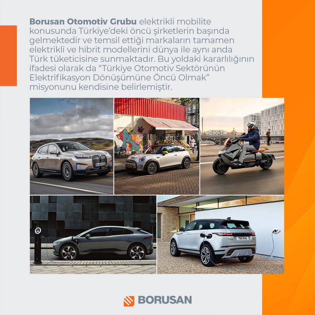 Premium otomobil ve motosiklet segmentinde, öncü ve tercih edilen ilk şirket olmak vizyonu ile Borusan Otomotiv Grubu, çalışan ve müşteri mutluluğunu sürdürülebilirlik çalışmalarının ana odağına alarak, faaliyetlerine devam etmektedir. @borusanotomotiv