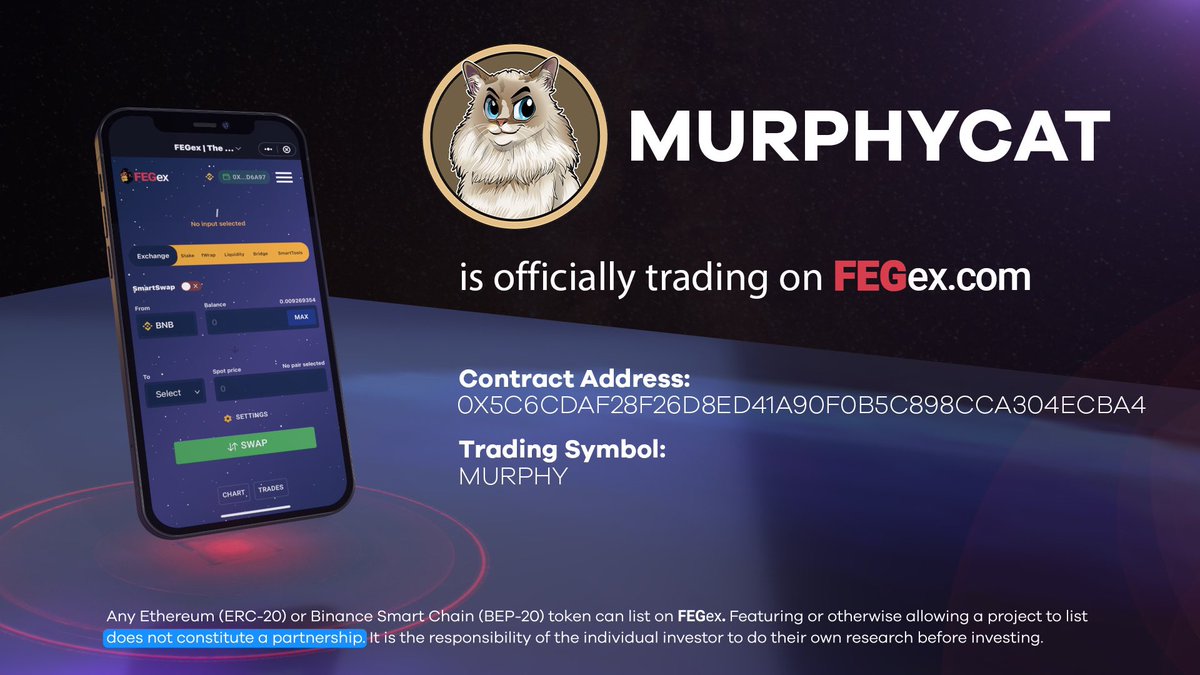 <a href="/Murphycat_BSC/">MURPHYCAT</a>  <a href="/FEGtoken/">FEG (Feed Every Gorilla)</a>  <a href="/FEGexchange/">FEG (Feed Every Gorilla)</a> 

Let the trading begin 🔥🔥🌪🌪
