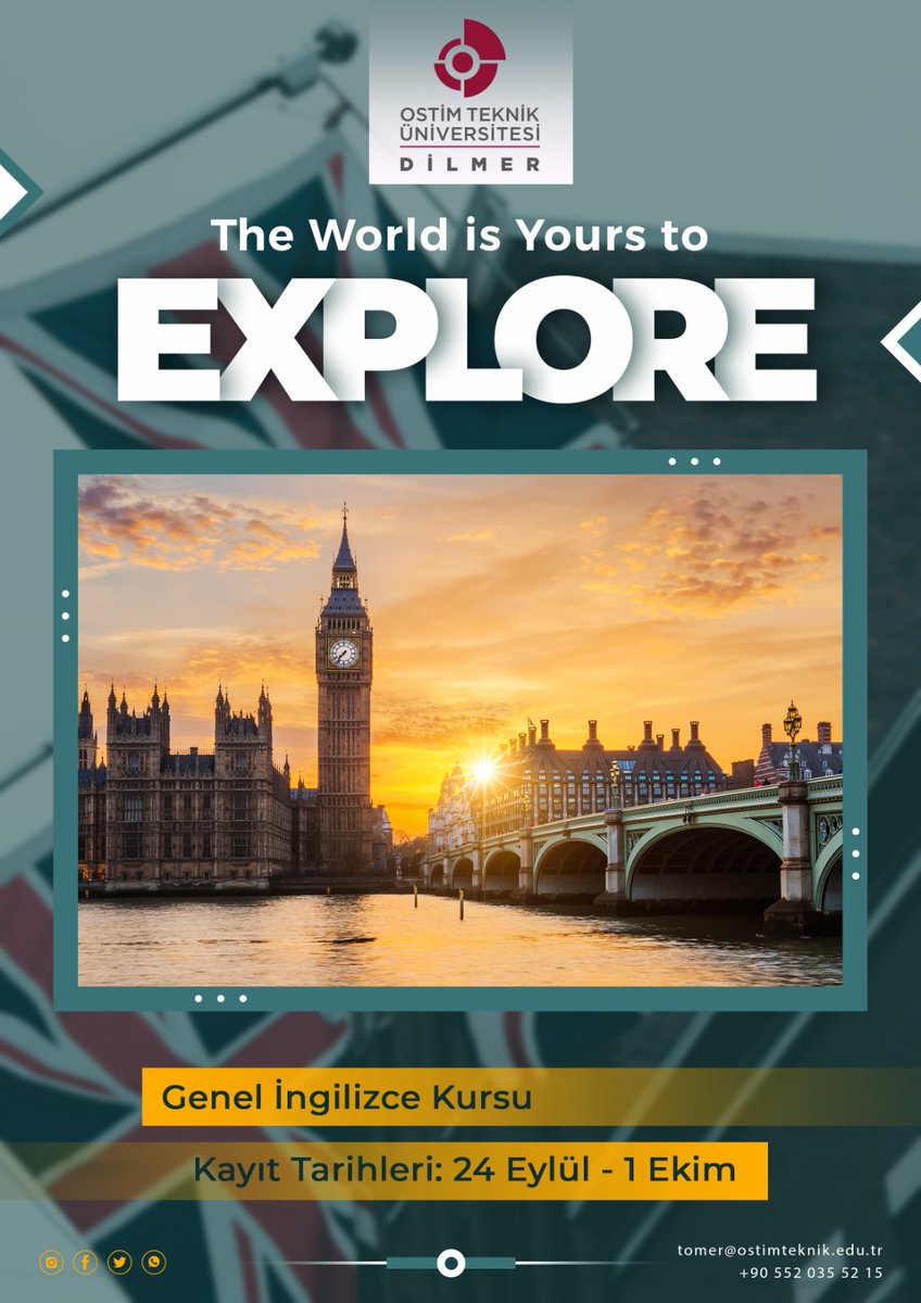 Kayıtlarımız devam ediyor!

Dünyayı keşfetmek için sabırsızlanıyorsan, seni de kurslarımıza bekliyoruz!
30’u aşkın ülkeden öğrenci ve  akademisyen hocalarla dünyanın en popüler dilinde pratik yapma imkânı yakala!
Kayıt ve detaylı bilgi için acele et:

ostimteknik.edu.tr/dilmer