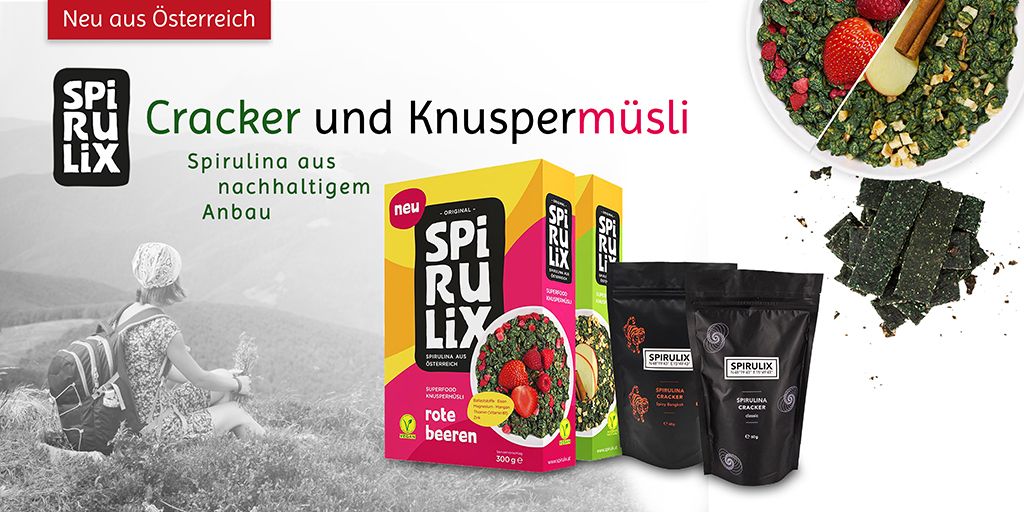 algenladen's tweet photo. SPIRULIX - lokale Spirulina aus Österreich

Die Knuspermüslis sind perfekt für alle Besseresser.  Die Cracker versorgen dich mit deiner täglichen Dosis an wichtigen Nährstoffen.

Schnappt Euch gleich die ersten Exemplare: https://t.co/SyLuoETmMm

#seaweed #algen #algengenuss https://t.co/tvQRZY1PVW