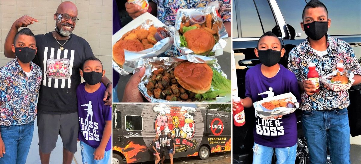 TButlerFigueroa's tweet photo. Our friend Mr. Jeff with @OinkNMoo1, one of the best #foodtrucks surrounding #RaleighNC area!!! Mr. Jeff had a #giveback to the community event at the #ChavisCommunityCenter &amp; invited us (@TButlerFigueroa) to accompany him &amp; "The Melody Maker" face painting &amp; balloons  #Raleigh https://t.co/ScG1sCOy6c