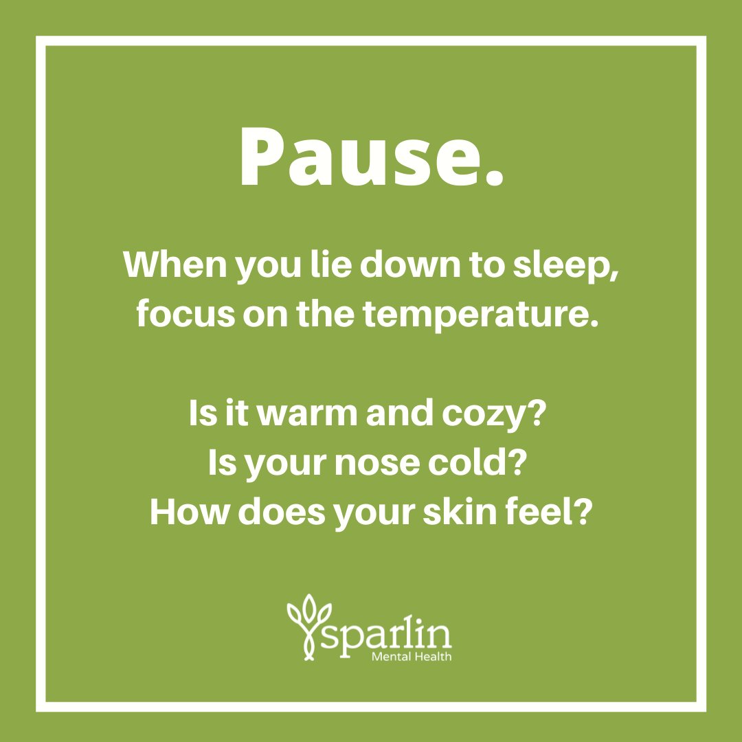 SparlinSTL's tweet photo. This is a #MidweekMindfulness tip for bedtime! 🌙

When you lie down to sleep, focus on the temperature. Is it warm and cozy? Is your nose cold? How does your skin feel?

#mindfulness #mentalhealth https://t.co/1oU4YGz7Sp