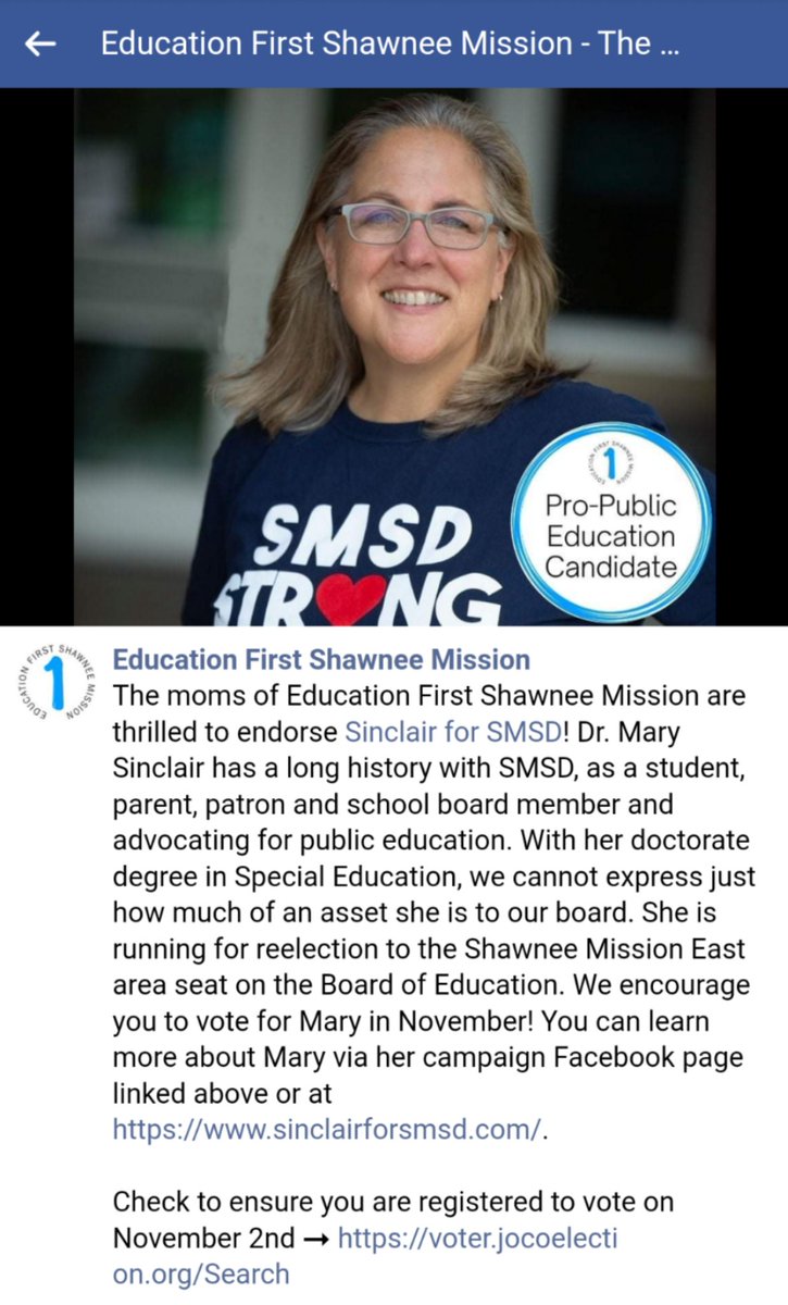 GameOnKansas's tweet photo. We agree with this post. Mary Sinclair has been a part of our Game On for Kansas Schools leadership group for almost as long as we have been in existence, &amp; she was advocating for public education for years before that. 1/ https://t.co/zHusexZVRz