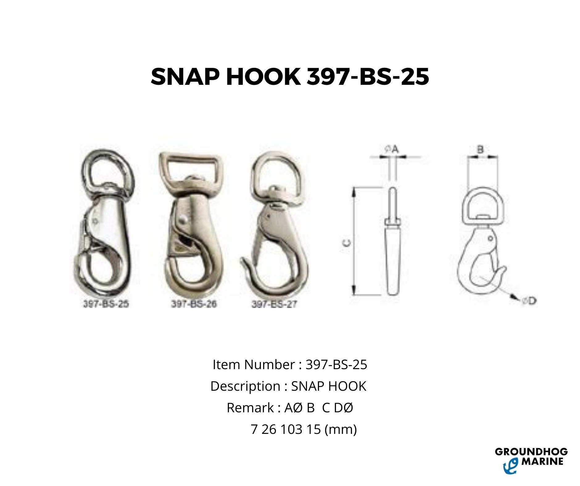 Groundhog Marine Hardware on Twitter "SNAP HOOK 397BS25 For more