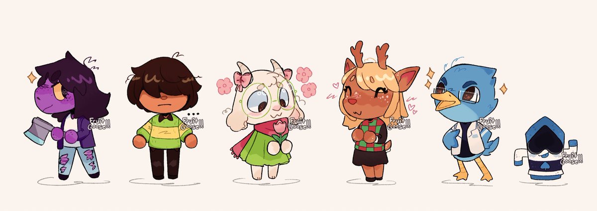 [deltarune, animal crossing] 

The gangs all here!!