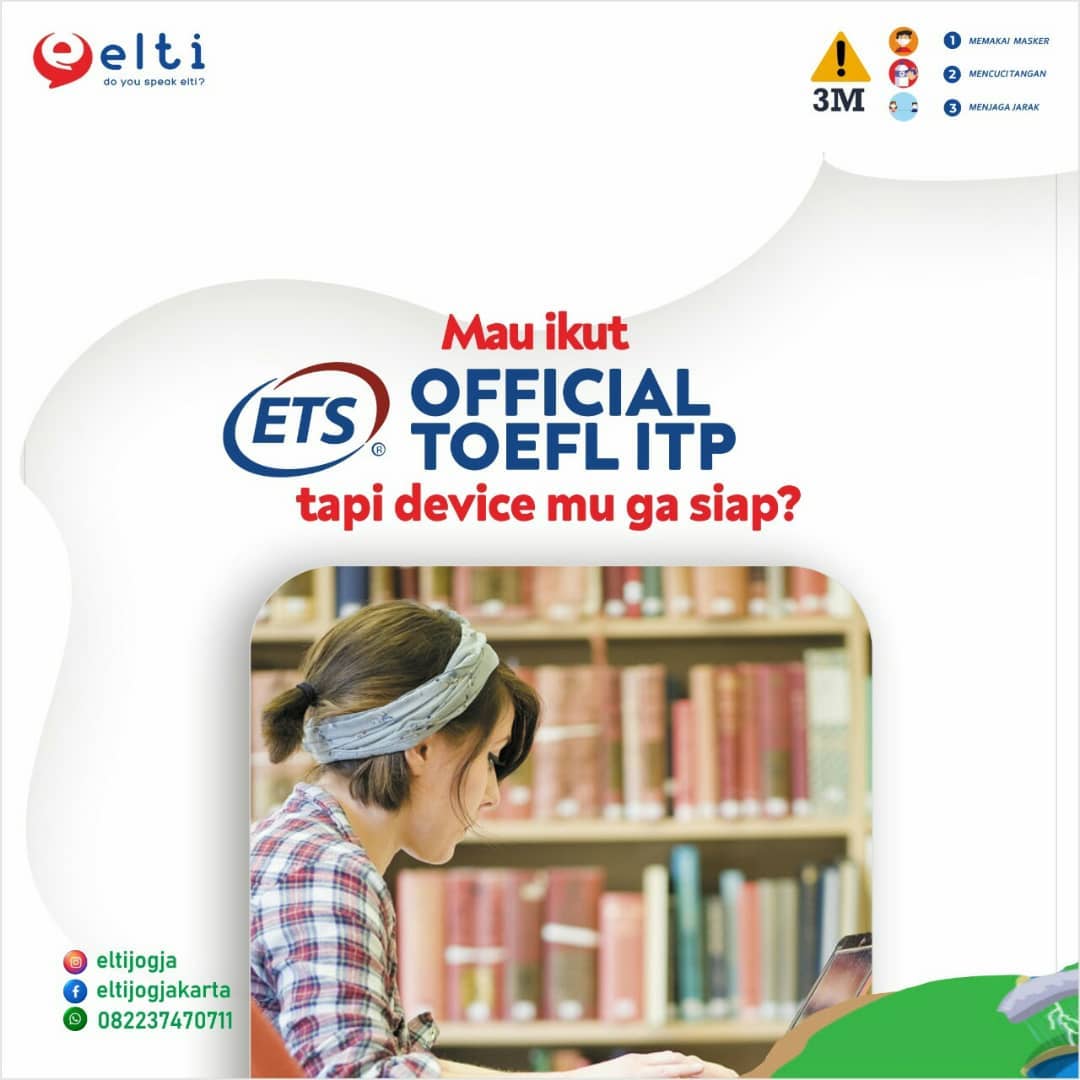 eltijogja's tweet photo. Mau ikut TOEFL ITP ONLINE tapi ga punya PC/Laptop?⠀
Ikut aja!
TOEFL ITP OTS (on the spot) di ELTI Jogja.⠀

Biaya Rp 600.000,-⠀

Daftar online via WA
KLIK>>  https://t.co/t3md9qBWVs
atau 08979-389-789⠀

#eltijogja #testtoefl #toeflitp #toeflonline #toeflots #toefljogja https://t.co/q8JEoZCFaw