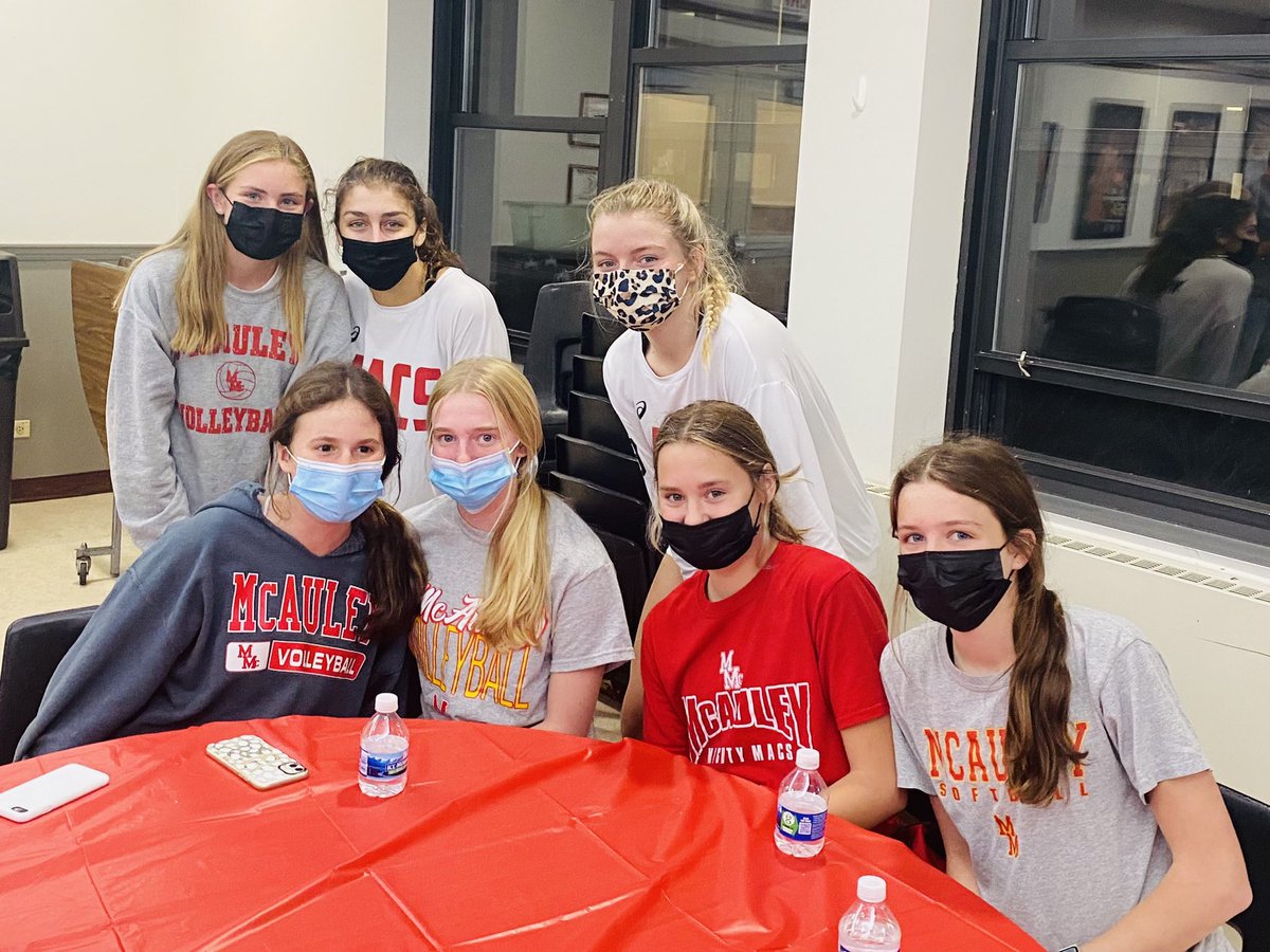 McAuley_VB's tweet photo. Macs with a huge win last night versus Loyola! A HUGE thank you to all of our grammar school students who came out to support our teams! We loved seeing all of our future Mighty Macs! #Macs https://t.co/Hl2UpeqBqv