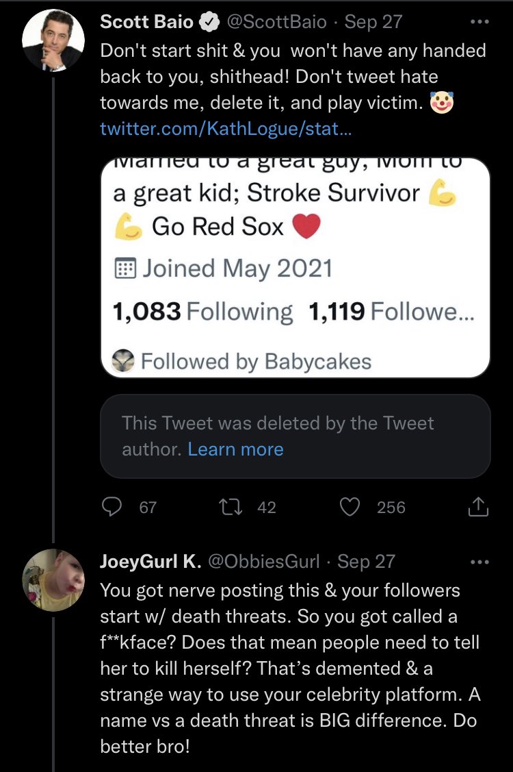QweenOfWolfs's tweet photo. More cruelty on this poor woman @KathLogue for simply pointing out it was fukface Chachi’s birthday whenever. People are allowed to not like you @ScottBaio, &amp; I got some news for you: most people don’t. #abuse #cyberbully #fukface  #wherearethepolyresults #scottthedoxxer https://t.co/roXQEbzNhk