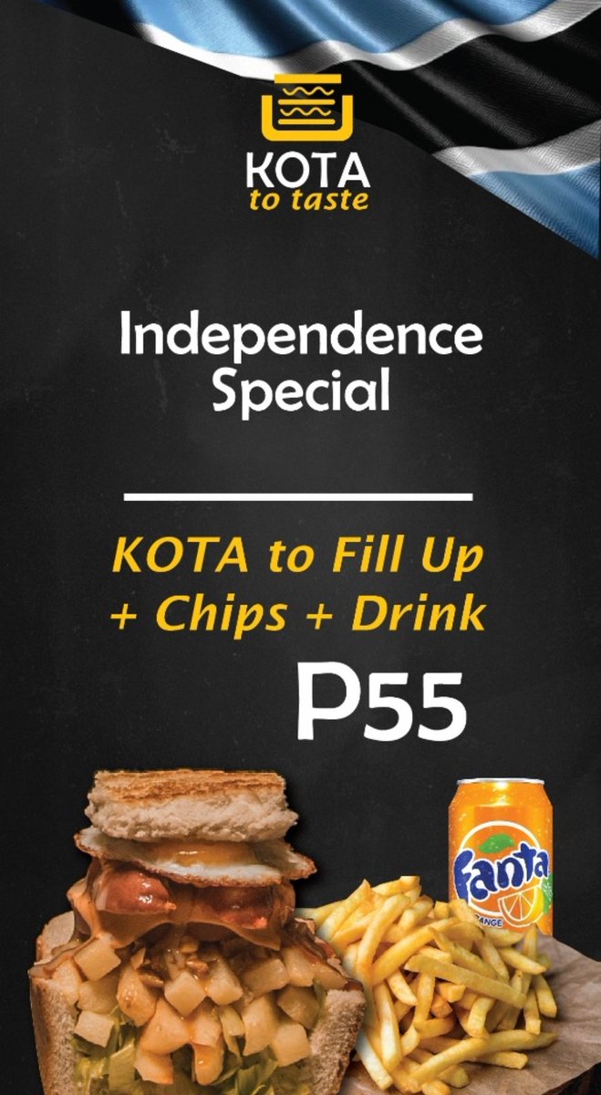 KotaToTaste's tweet photo. PULA!!!!!!!!!!

We are open today and in the mood to celebrate. Bring a friend. Bring your whole family!

🇧🇼🇧🇼🇧🇼🇧🇼🇧🇼🇧🇼🇧🇼��🇼

#kotatotaste #PushaBW #BOT55 
#botswanatourism 
#independenceday https://t.co/z5lTz8MRw3