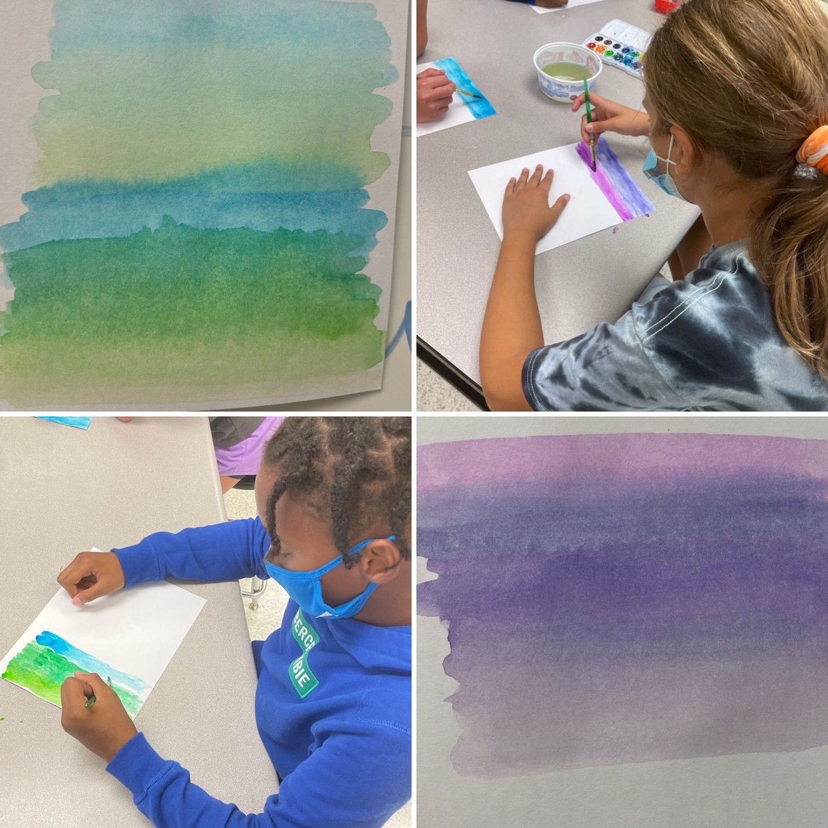 My 5th graders are working on some color studies this week! 🧡💙🧡 #kesamazing <a href="/KESIndians/">KempsvilleElementary</a>