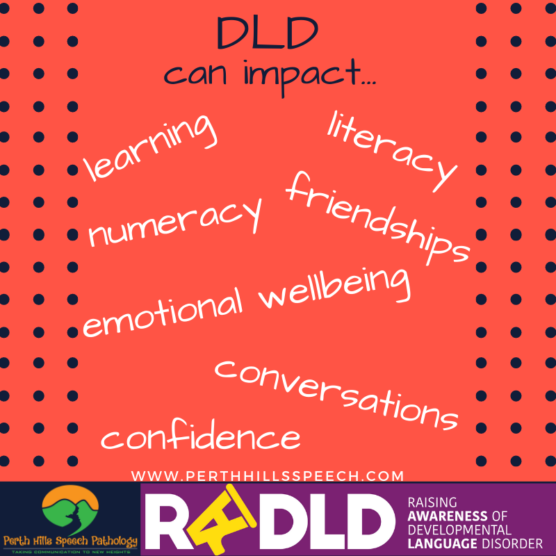 Developmental Language Disorder (DLD) is a lifelong condition that impacts on a person's language skills.  In short, language is: 
learning
literacy
numeracy
friendships
emotional wellbeing
conversations
confidence
#DLDSeeMe #DevLangDis #ThinkLanguage #ThinkDLD