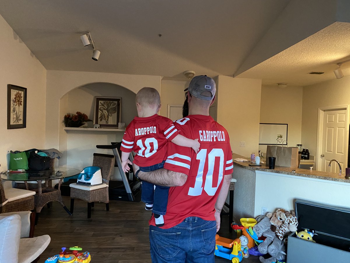 GS4STAR_General's tweet image. Die Hard 49ers fan. Me and my mini me ready for Seahawks. I know @JimmyG_10 and @gkittle46 and the rest of the #faithfull is ready. Let’s goooooo #baby