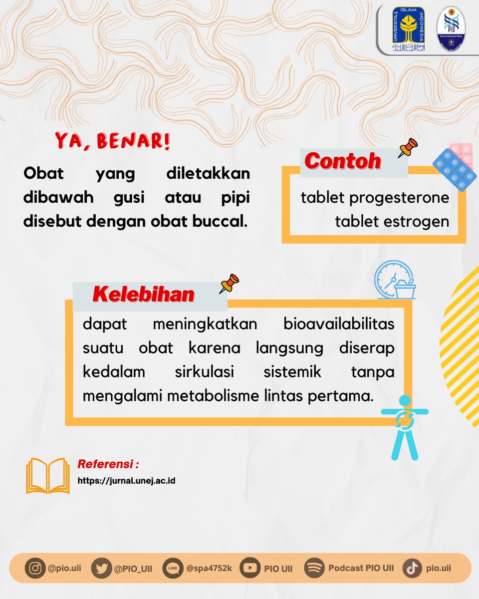 PIO_UII's tweet photo. Assalamualaikum Sobat PIO! Semoga sehat selalu ya!

Taukah kamu ada obat yang cara penggunaannya diletakkan di bawah gusi/pipi? 🤔
🙌 Swipe ke kanan untuk mencari tau jawabannya

Yuk tingkatin kepo kita untuk terus menggali informasi
Jangan lupa kepoin seluruh sosmed PIO UII ya! https://t.co/H4aIr6x1Yq