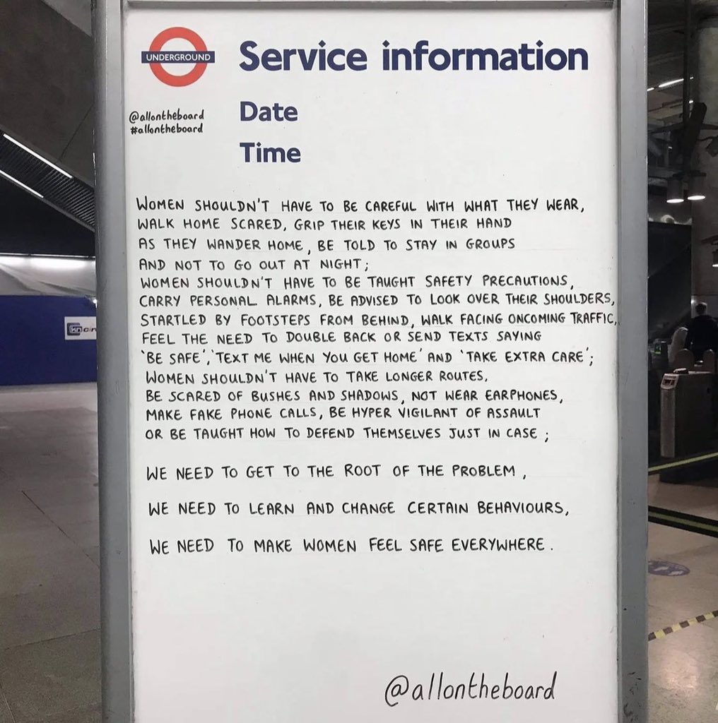 I saw an Instagram post today that said ‘we could all be Sarah’ and that is so true. We feel unsafe.