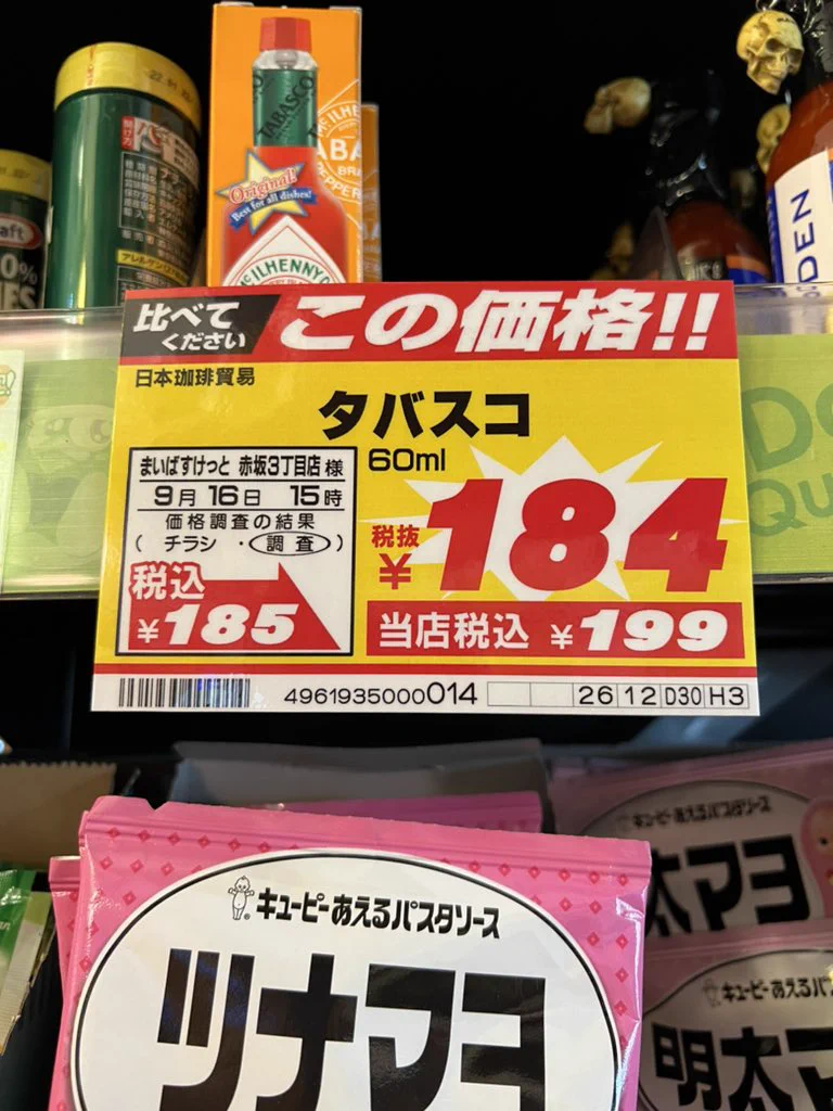 他店と比べてこの価格！他店よりもタバスコが高かったwww