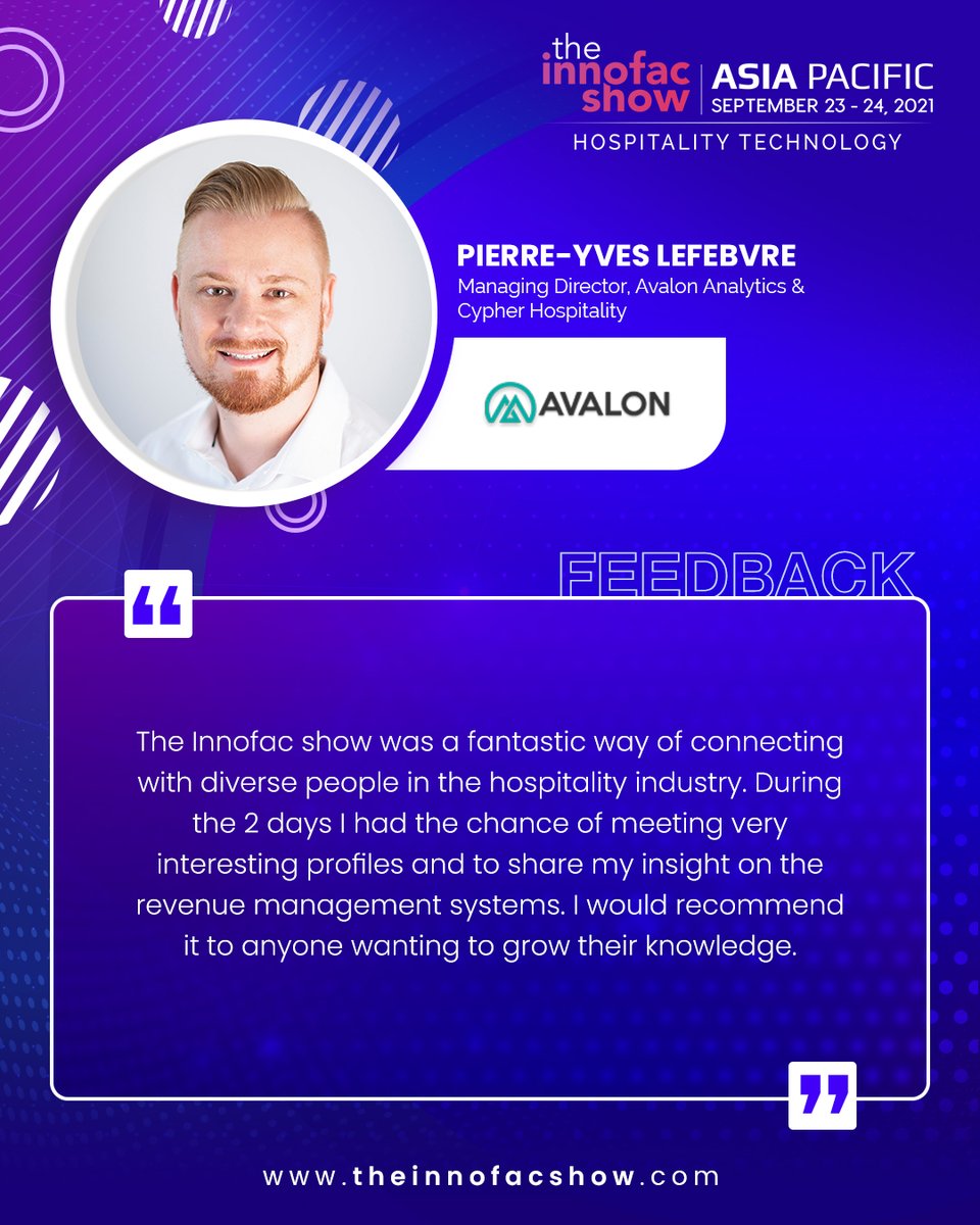 Thank You to Pierre-Yves Lefebvre! It was a great fun to have you as one of our #speaker at The Innofac Show Asia Pacific. We thank you for sharing your great knowledge on this global platform.

Know More: theinnofacshow.com

Stay Tuned for the Session Videos!

#asiapacific
