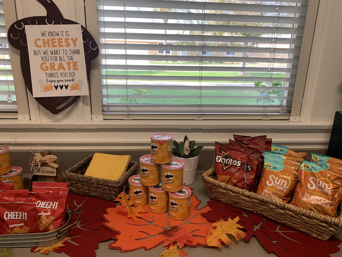 A little “cheesy” snack for our amazing team to fuel them through our virtual staff meeting. Thank you @PrincipalRoRod for the idea! #staffappreciation #staffmeeting