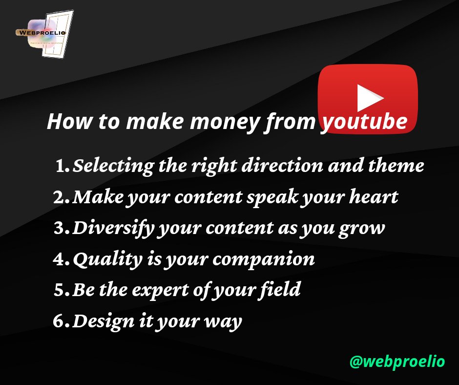 webproelio's tweet photo. You all know that now a day's YouTube is the one of the best platform to generate revenue.....so,here we presented some useful tips that definitely helps you to reached your goal in better way.......
.
.
.
.
For more let's connect with @webproelio https://t.co/1WANYSEaUm