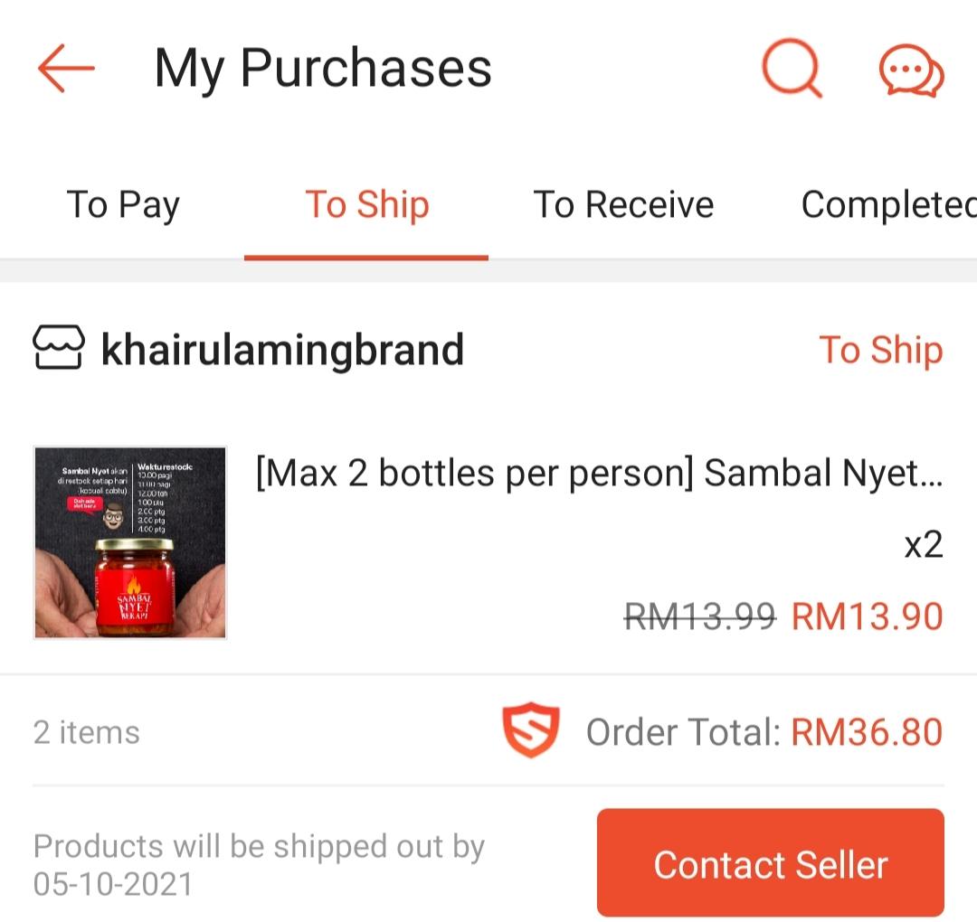 farafrekko's tweet photo. @khairulaming Yahoo!! Setelah byk kali berkuntau dlm shopee akhirnya harini dpt gak beli 2 botol sambal nyet...berpeluh tekan keypad fon😅 jauh dr negeri di bawah bayu menanti kehadiran sambal nyet @khairulaming https://t.co/axQQinni2p