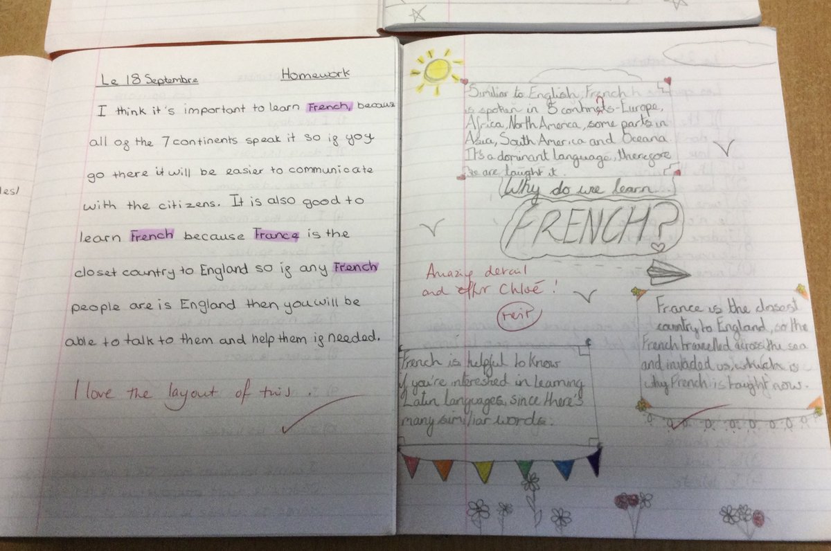 ManorMFL's tweet photo. Some superb homework from year 7 @manorceacademy https://t.co/lYXQYiZuj0