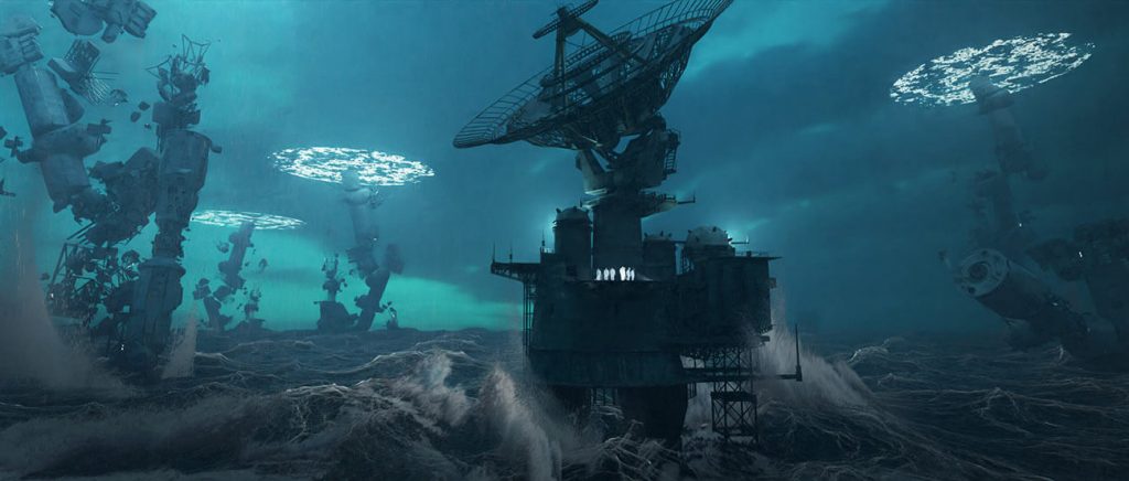 BTSUKUNITE's tweet photo. BTS's #MyUniverse clips were shot in Seoul. 🪐

Their planet, Calypso, was designed as a crumbling alien shipping port, with giant rusting structures disappearing into an ominous sky.

The concept was inspired by images of the abandoned shipping ports in Dudunka, Russia. https://t.co/c5Sn8dDcRI