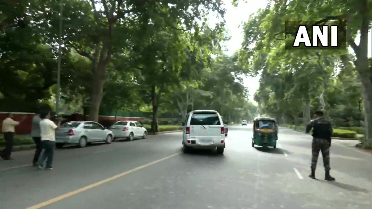 ANI's tweet image. Delhi: Former Punjab CM Captain Amarinder Singh leaves from the residence of NSA Ajit Doval