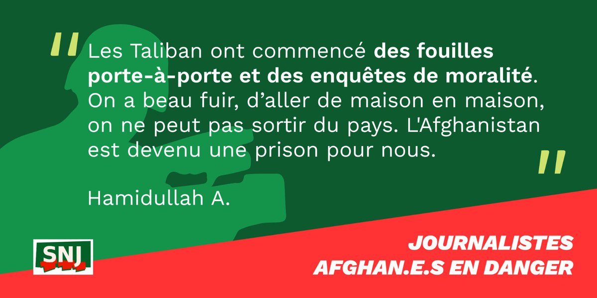 SNJ_national's tweet photo. #Jour18 
.@SNJ_national accompagne des centaines de journalistes afghans, comme Amidullah, en grand danger dans leur pays. Nous demandons leur évacuation urgente @francediplo @JY_LeDrian @EmmanuelMacron 
#AfghanJournalists 
Nous publions leurs témoignages ⬇️ https://t.co/vSxfIx7dnW
