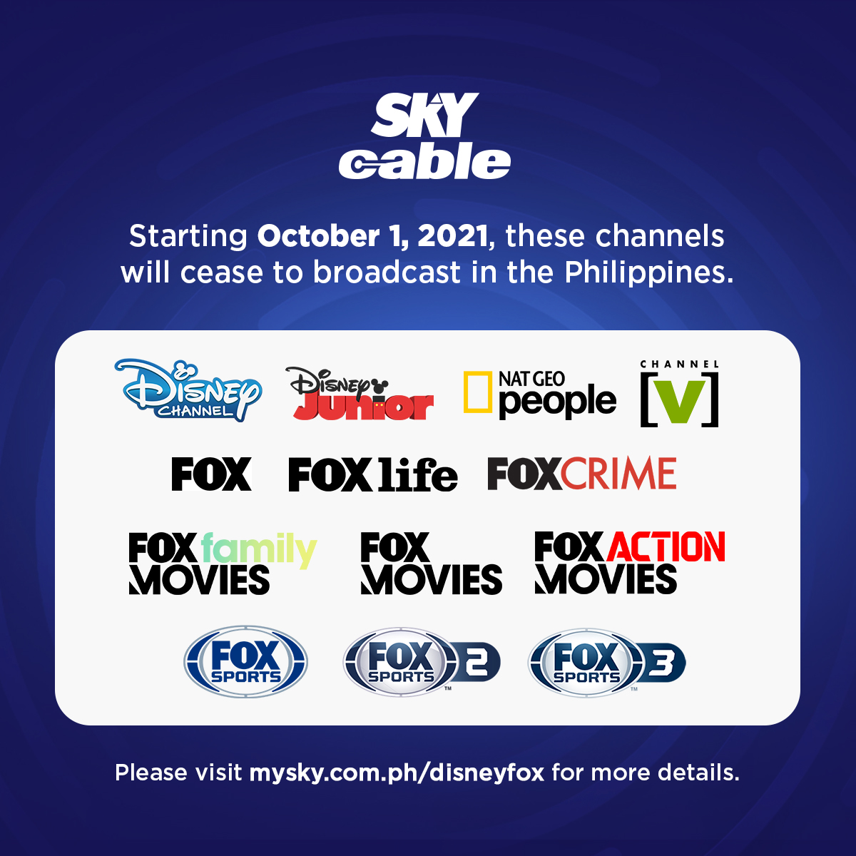SKYserves on Twitter "These Disney & FOX channels will cease to