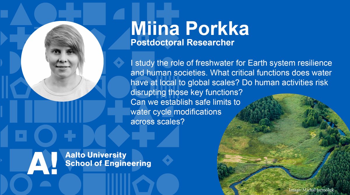 Get to know us! @miinaporkka focuses on the importance of freshwater across spatial scales in the #SOSaquaterra project.

▶️wdrg.aalto.fi/sos-aquaterra/, research.aalto.fi/fi/persons/mii…
#earthsystemscience #resilience #waterresearch #sustainabilityresearch #erc_research