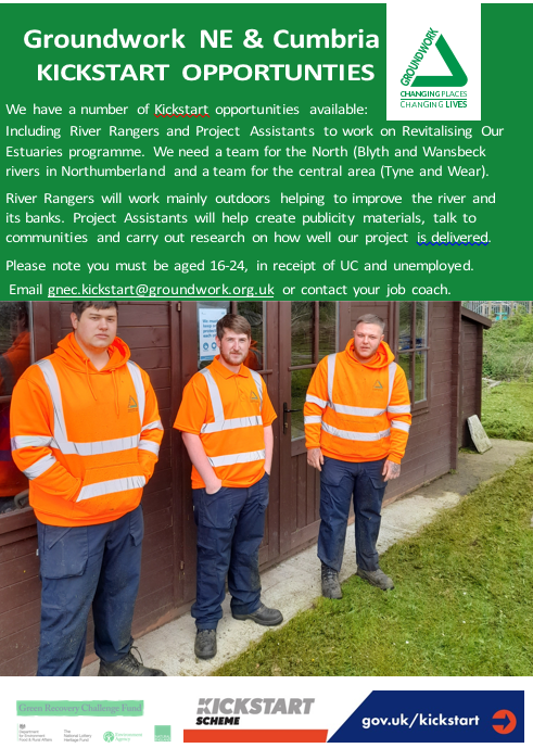 GWKNEC's tweet photo. If you like the outdoors and practical work then why not join our team as a river/estuary ranger? Project assistant roles also available.  Email gnec.kickstart@groundwork.org.uk for more info or contact your job coach. #Tyneside #Wearside  #Wansbeck #Blyth #Jobs #GreenRecovery https://t.co/hXxBdY6MbM