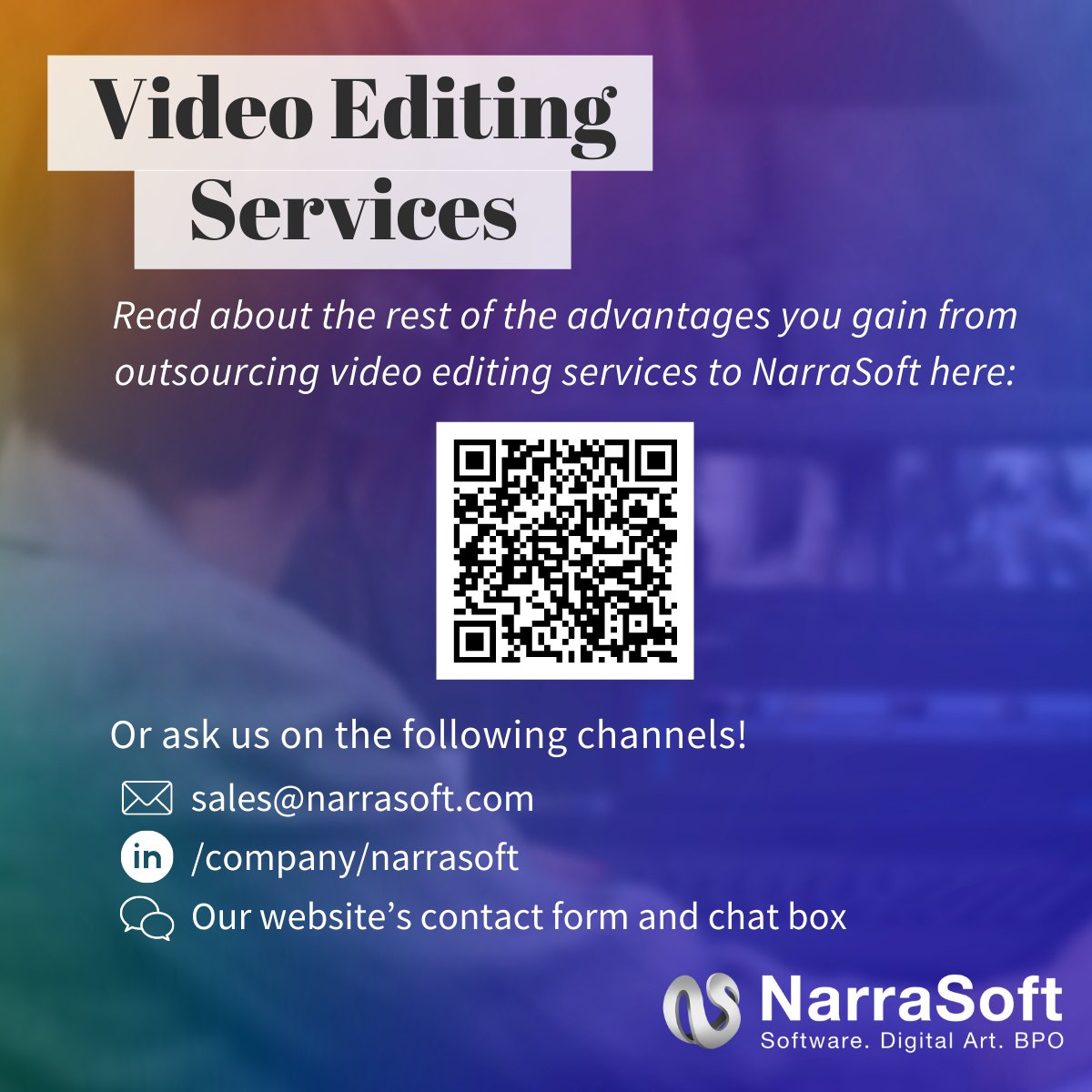 narrasoft's tweet photo. What story would you like your business to tell?
#videoexplainers #videoeditors #videoeditor #videomarketing #videooutsourcing #videoexplainer #storytelling #visualstorytelling #videoeditingoutsourcing #partnership #NarraSoft https://t.co/ubF9NRpZUx