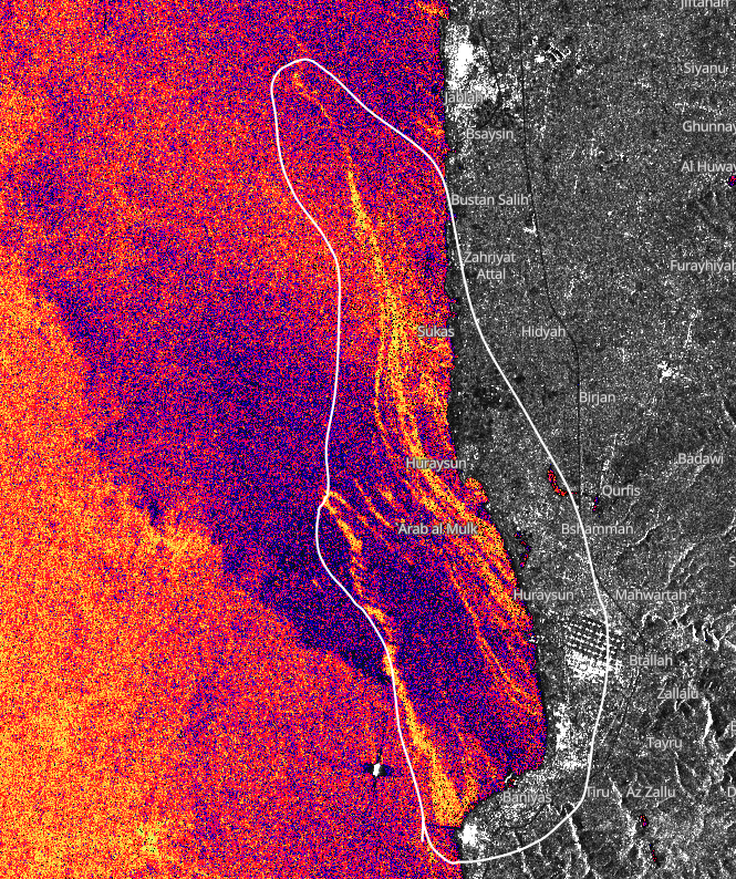 Looks like the #Banias #oilspill coastal/refinery source still discharging oil to the #MediterraneanSea 
#Sentinel1 #oceanmonitoring