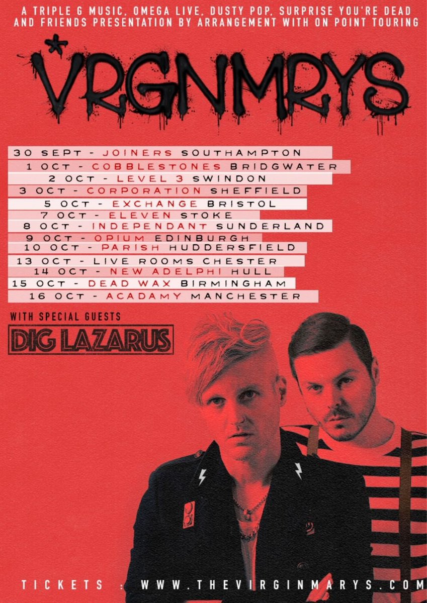 StampedePressUK's tweet photo. 🎶 @thevirginmarys tour with special guests @Dig_Lazarus begins today! 👏
@joinerslive #Southampton

#DigLazarusStampede @RockPeopleMgmt #diglazarus @VMSStreetTeam @OfficialVMSfans @TheVMsForum https://t.co/SS0kHa2MEa